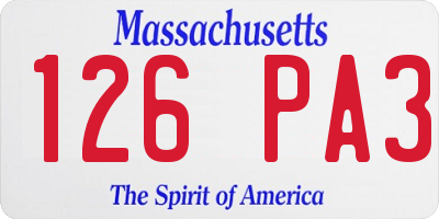 MA license plate 126PA3