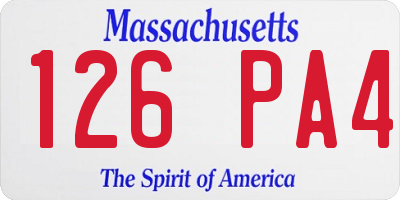 MA license plate 126PA4
