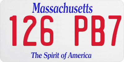MA license plate 126PB7