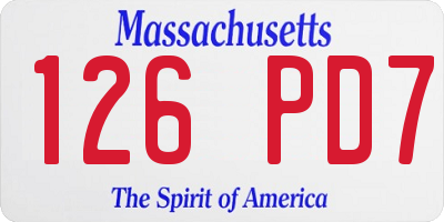MA license plate 126PD7