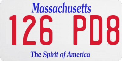 MA license plate 126PD8