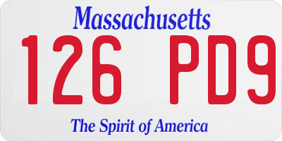 MA license plate 126PD9