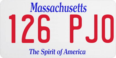 MA license plate 126PJ0