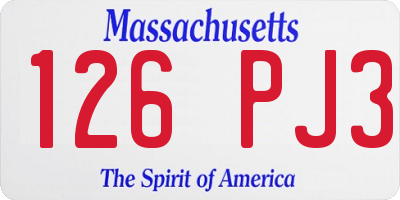 MA license plate 126PJ3