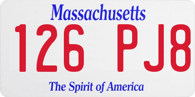 MA license plate 126PJ8