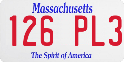 MA license plate 126PL3