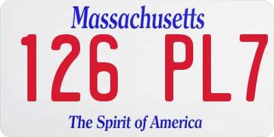 MA license plate 126PL7