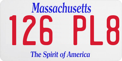 MA license plate 126PL8
