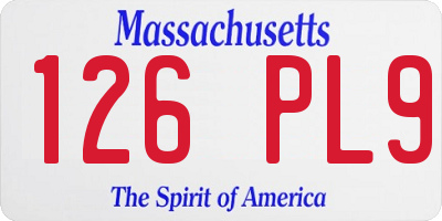 MA license plate 126PL9