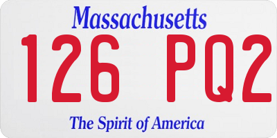 MA license plate 126PQ2