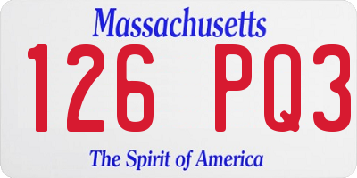 MA license plate 126PQ3