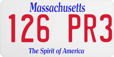 MA license plate 126PR3
