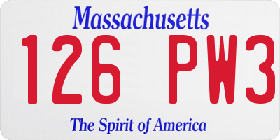 MA license plate 126PW3