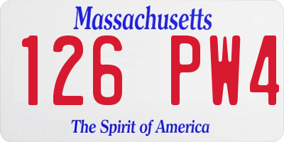 MA license plate 126PW4