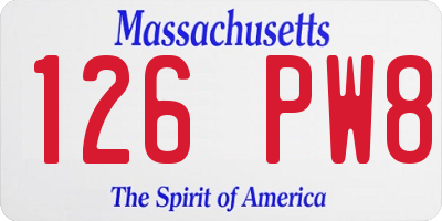 MA license plate 126PW8
