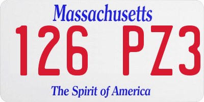 MA license plate 126PZ3