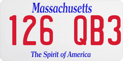 MA license plate 126QB3