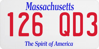 MA license plate 126QD3