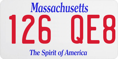 MA license plate 126QE8