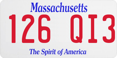 MA license plate 126QI3