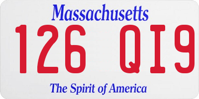 MA license plate 126QI9