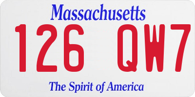 MA license plate 126QW7