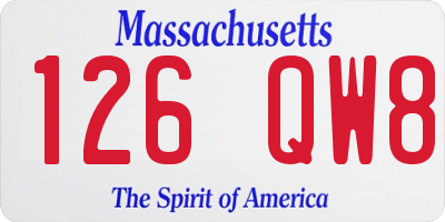 MA license plate 126QW8