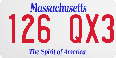 MA license plate 126QX3