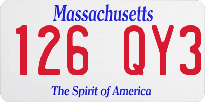 MA license plate 126QY3