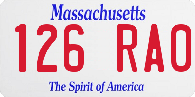 MA license plate 126RA0