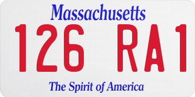 MA license plate 126RA1