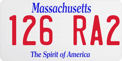 MA license plate 126RA2
