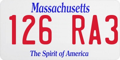 MA license plate 126RA3