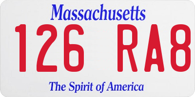 MA license plate 126RA8