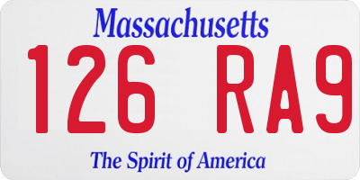 MA license plate 126RA9