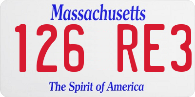 MA license plate 126RE3