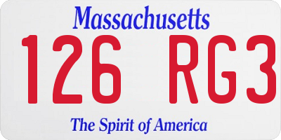 MA license plate 126RG3