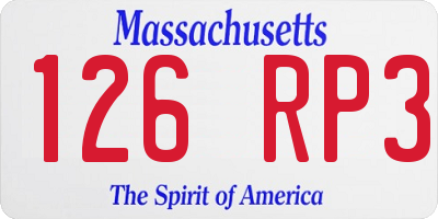 MA license plate 126RP3
