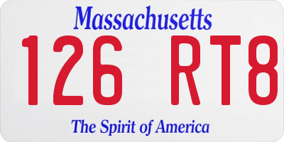 MA license plate 126RT8