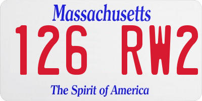 MA license plate 126RW2
