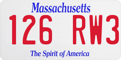 MA license plate 126RW3