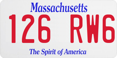 MA license plate 126RW6