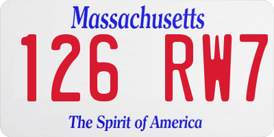 MA license plate 126RW7