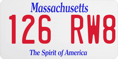 MA license plate 126RW8
