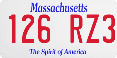 MA license plate 126RZ3