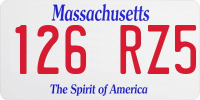 MA license plate 126RZ5