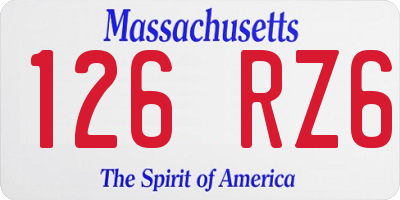 MA license plate 126RZ6