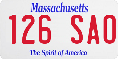 MA license plate 126SA0