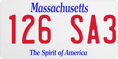 MA license plate 126SA3