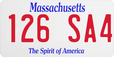 MA license plate 126SA4
